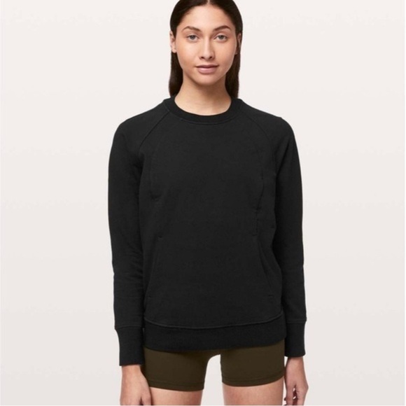 Lululemon Scuba Crew Neck Sweatshirt in Black Size 8 - Picture 1 of 11
